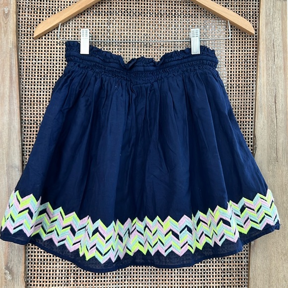 💖BUY 2 for $15💖Cat&Jack Blue Zigzag Embroidered Pattern Girl skirt size L 10/12 - Picture 3 of 6